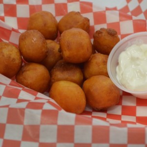 A photo of cheddar cheese balls.