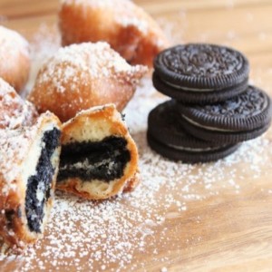 A photo of deep fried Oreos.