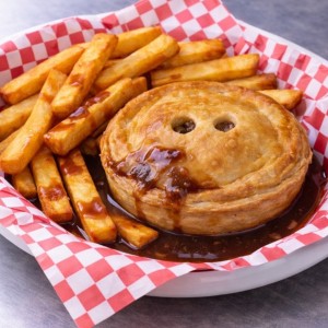 A photo of a steak and mushroom pie.