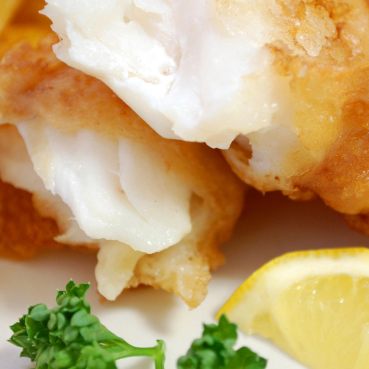 A photo of fish and chips.